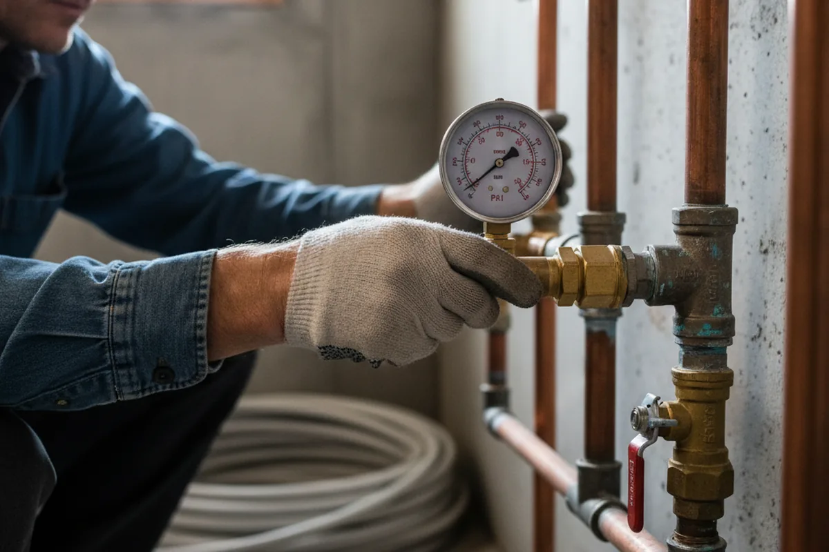 Pressure testing a repaired line during Water Line Repair in Leonard
